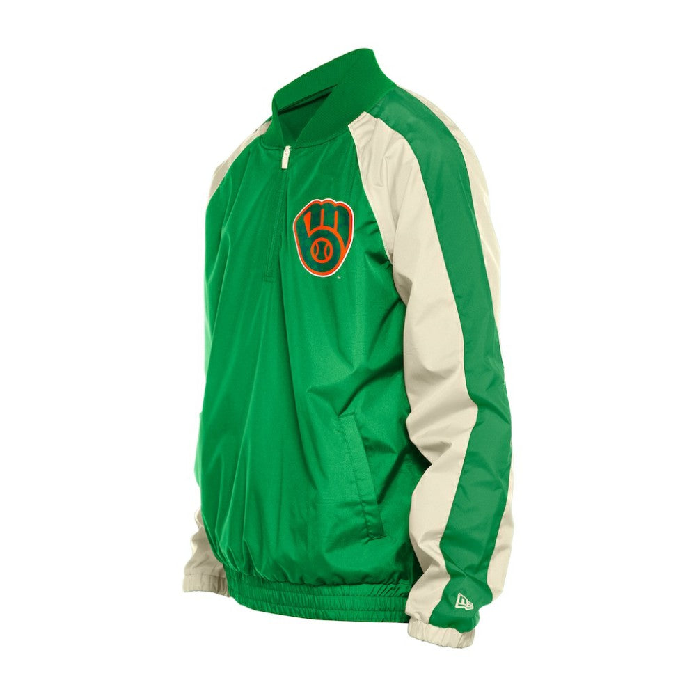 Milwaukee Brewers St. Patrick's Day Ripstop Raglan Quarter-Zip Windbreaker - Kelly Green | New Era