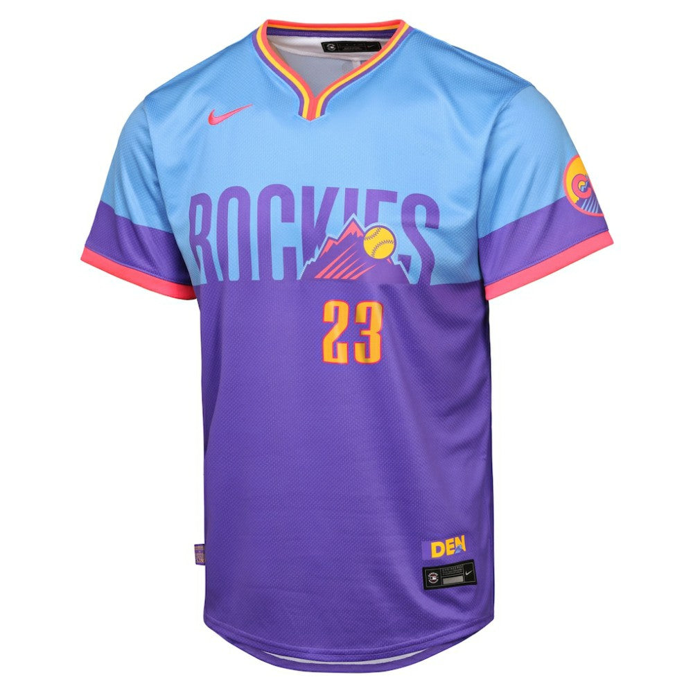 Kris Bryant Colorado Rockies Youth 2025 City Connect Limited Player Jersey - Purple/Light Blue | Nike