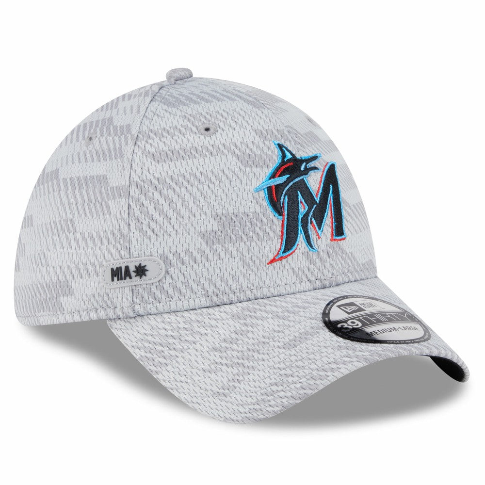 Miami Marlins 2025 MLB Clubhouse 39THIRTY Flex Hat - Gray | New Era