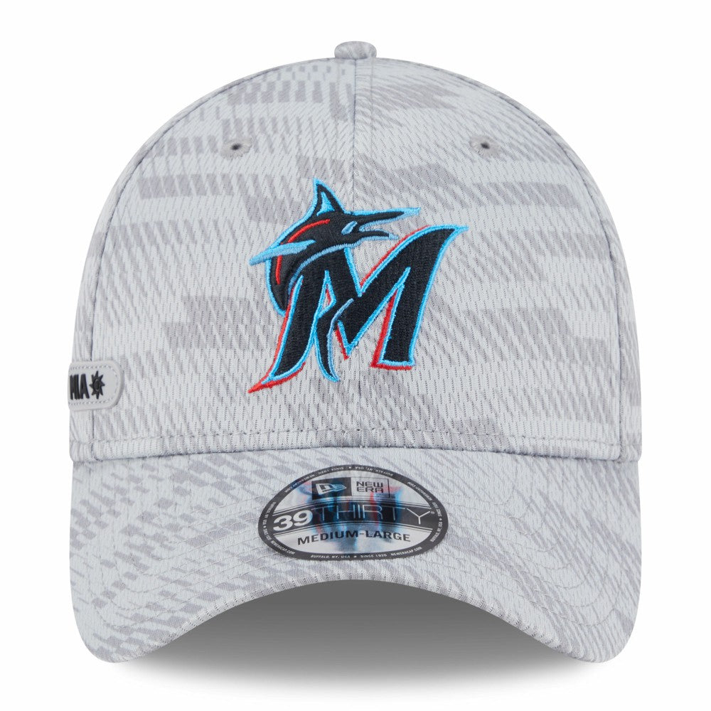 Miami Marlins 2025 MLB Clubhouse 39THIRTY Flex Hat - Gray | New Era