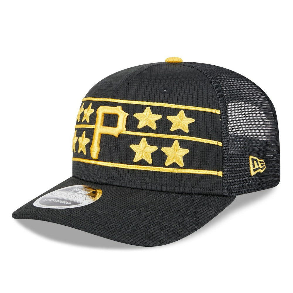 Pittsburgh Pirates 2025 Batting Practice 9SEVENTY Stretch-Snap Trucker Hat - Black | New Era