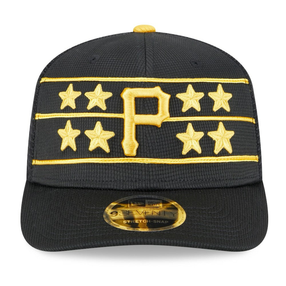 Pittsburgh Pirates 2025 Batting Practice 9SEVENTY Stretch-Snap Trucker Hat - Black | New Era