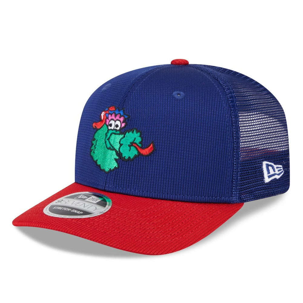 Philadelphia Phillies 2025 Batting Practice 9SEVENTY Stretch-Snap Trucker Hat - Royal/Red | New Era