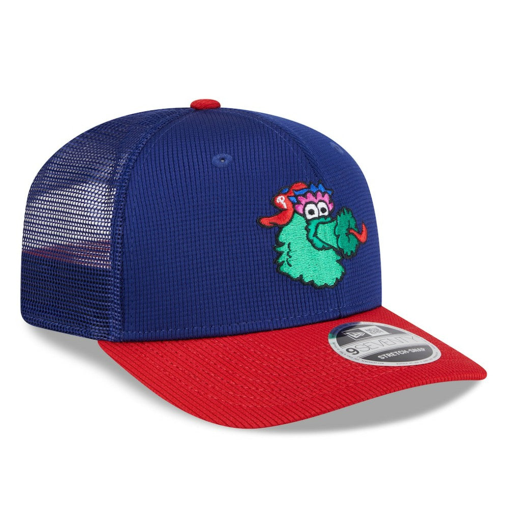 Philadelphia Phillies 2025 Batting Practice 9SEVENTY Stretch-Snap Trucker Hat - Royal/Red | New Era