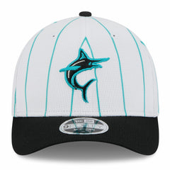 Miami Marlins 2025 Batting Practice 9FORTY M-Crown Adjustable Hat - White/Black | New Era