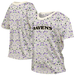 Baltimore Ravens New Era Women's Glam Game Floral Scoop Neck T-Shirt - Cream on sale
