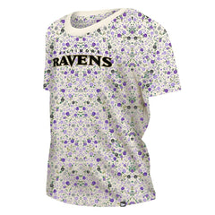 Baltimore Ravens New Era Women's Glam Game Floral Scoop Neck T-Shirt - Cream on sale