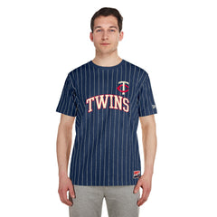 Minnesota Twins Throwback Pinstripe T-Shirt - Navy | New Era