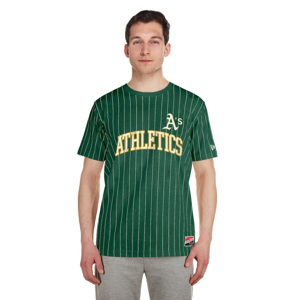 Athletics Throwback Pinstripe T-Shirt - Green | New Era