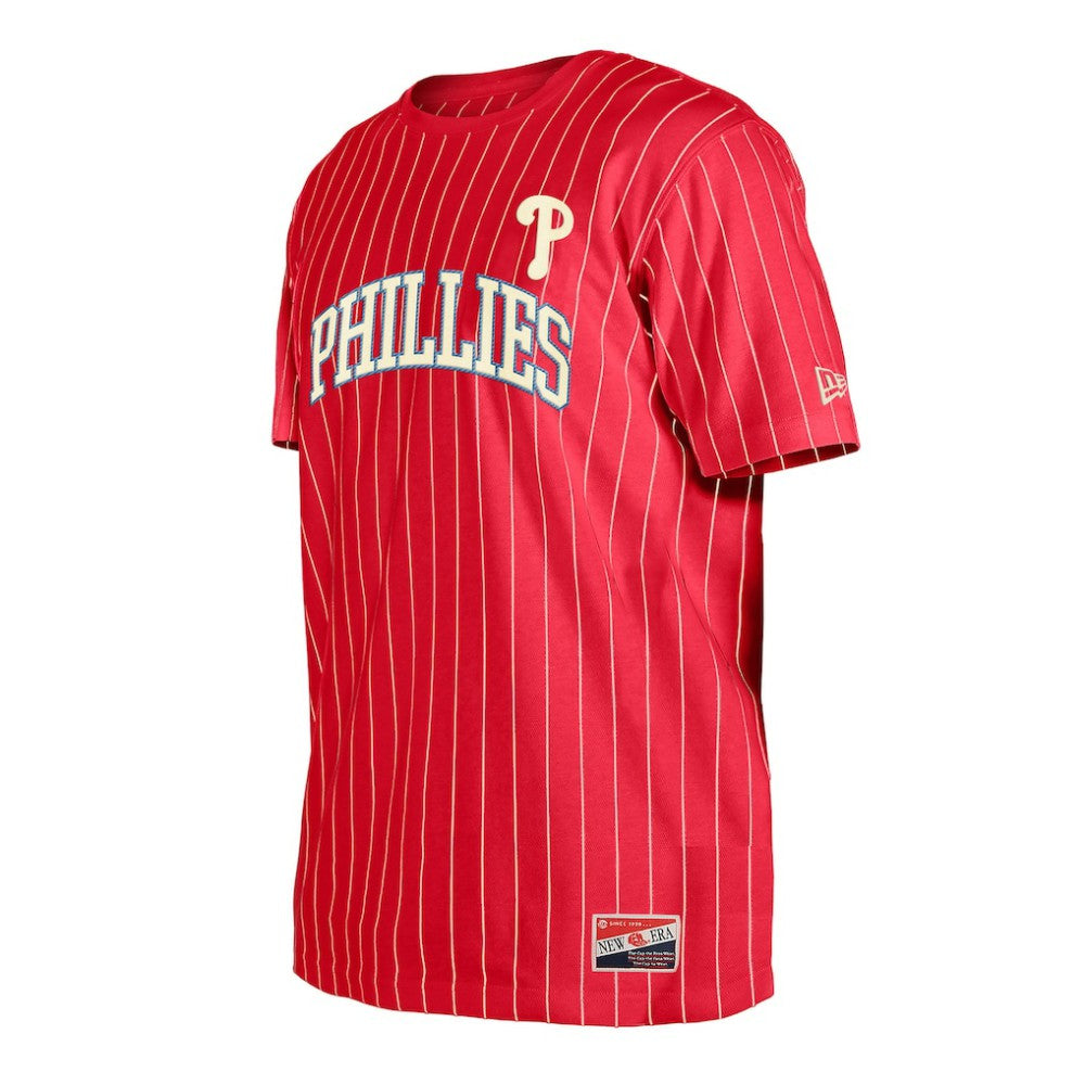 Philadelphia Phillies Throwback Pinstripe T-Shirt - Red | New Era