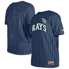 Tampa Bay Rays Throwback Pinstripe T-Shirt - Navy | New Era