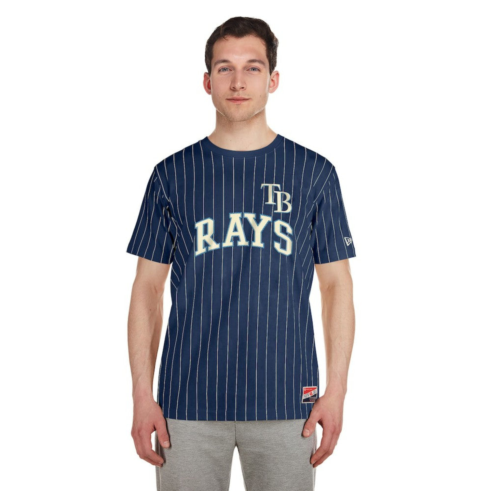 Tampa Bay Rays Throwback Pinstripe T-Shirt - Navy | New Era