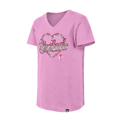 Chicago Blackhawks New Era Girl's Youth Flip Sequin V-Neck T-Shirt Pink