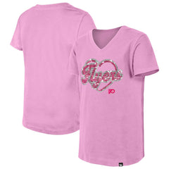 Philadelphia Flyers New Era Girl's Youth Flip Sequin V-Neck T-Shirt Pink