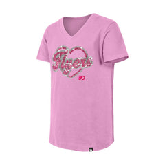 Philadelphia Flyers New Era Girl's Youth Flip Sequin V-Neck T-Shirt Pink