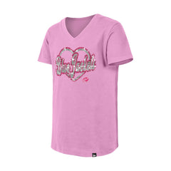 Columbus Blue Jackets New Era Girl's Youth Flip Sequin V-Neck T-Shirt Pink
