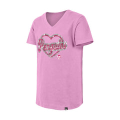 Pittsburgh Penguins New Era Girl's Youth Flip Sequin V-Neck T-Shirt Pink