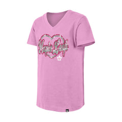 Toronto Maple Leafs New Era Girl's Youth Flip Sequin V-Neck T-Shirt Pink