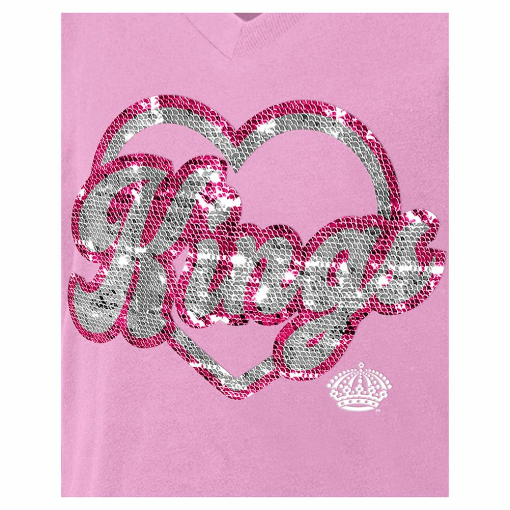 Los Angeles Kings New Era Girl's Youth Flip Sequin V-Neck T-Shirt Pink