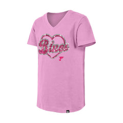 St. Louis Blues New Era Girl's Youth Flip Sequin V-Neck T-Shirt Pink