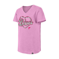 St. Louis Blues New Era Girl's Youth Flip Sequin V-Neck T-Shirt Pink