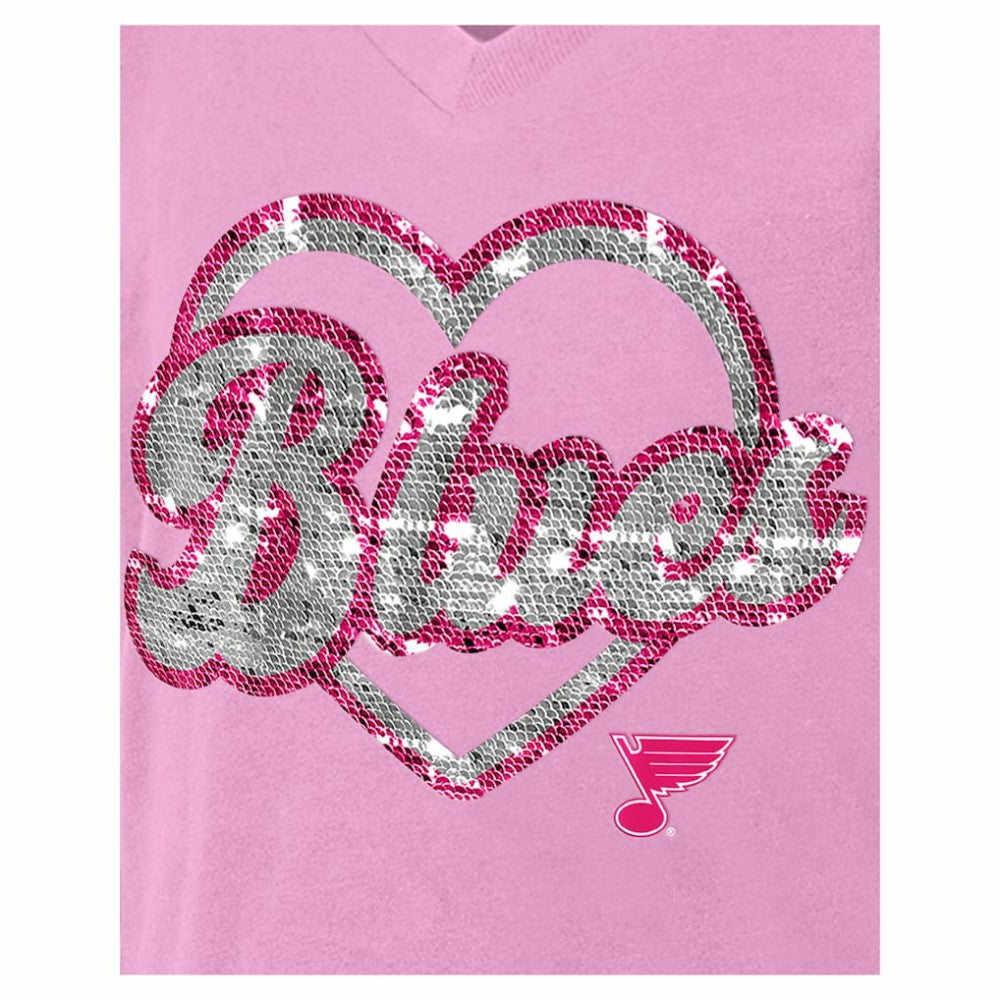 St. Louis Blues New Era Girl's Youth Flip Sequin V-Neck T-Shirt Pink