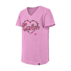 Washington Capitals New Era Girl's Youth Flip Sequin V-Neck T-Shirt Pink
