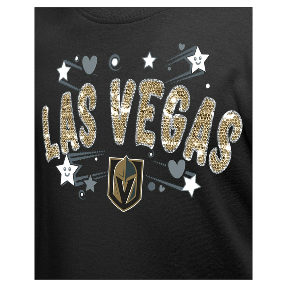 Vegas Golden Knights New Era Girl's Youth Flip Sequin T-Shirt Black