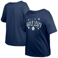 Toronto Maple Leafs New Era Girl's Youth Flip Sequin T-Shirt Navy