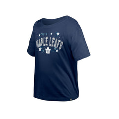Toronto Maple Leafs New Era Girl's Youth Flip Sequin T-Shirt Navy