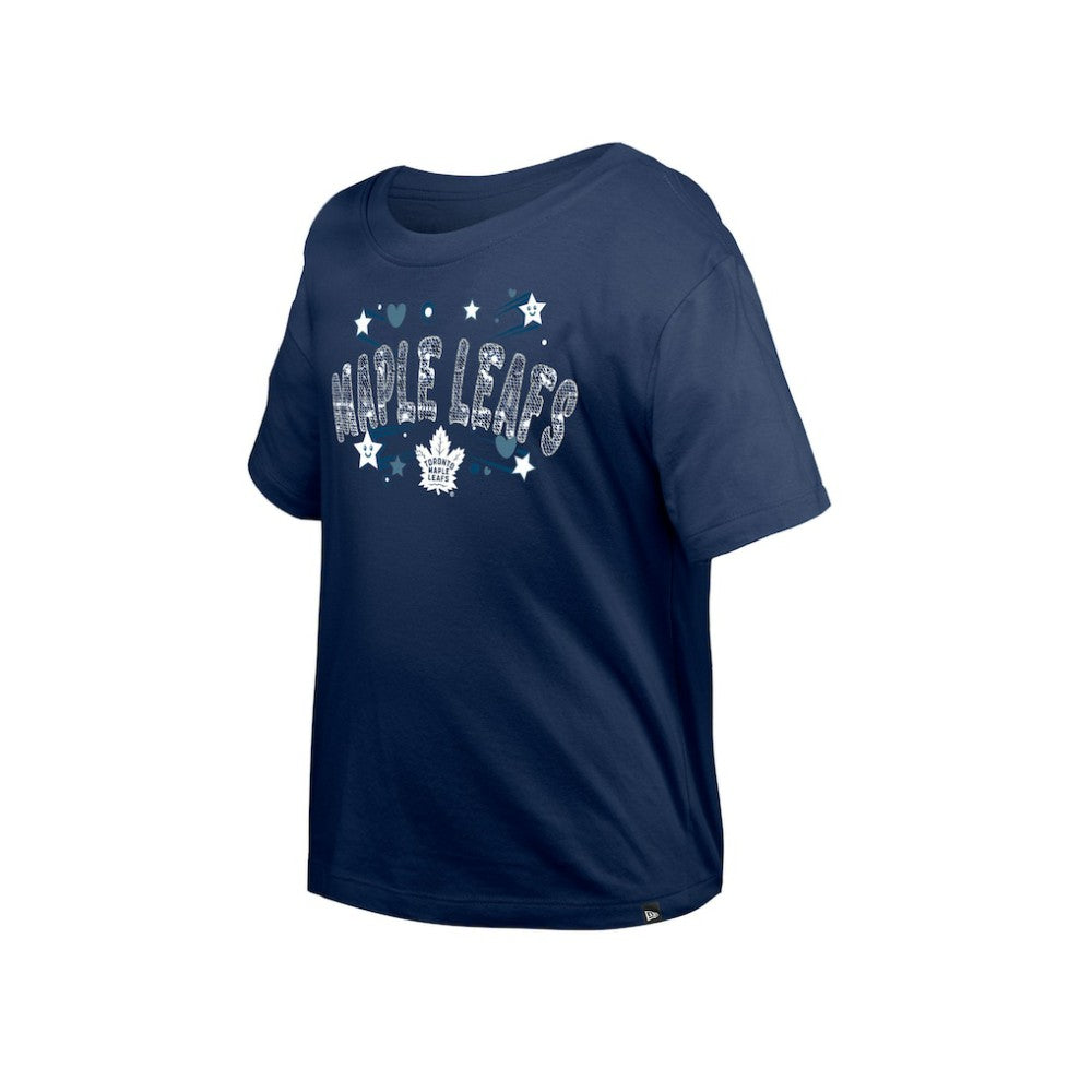 Toronto Maple Leafs New Era Girl's Youth Flip Sequin T-Shirt Navy