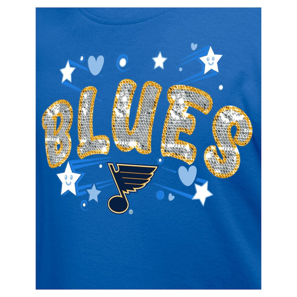 St. Louis Blues New Era Girl's Youth Flip Sequin T-Shirt Blue