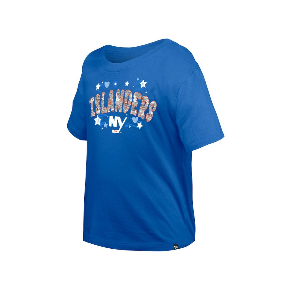 New York Islanders New Era Girl's Youth Flip Sequin T-Shirt Blue