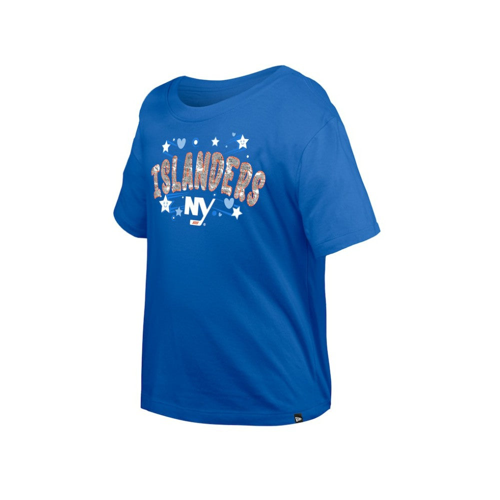 New York Islanders New Era Girl's Youth Flip Sequin T-Shirt Blue