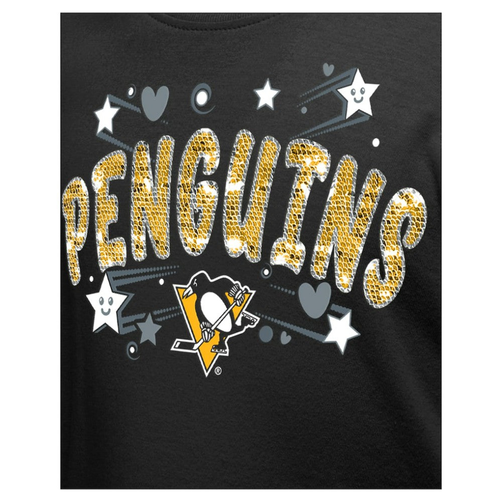 Pittsburgh Penguins New Era Girl's Youth Flip Sequin T-Shirt Black