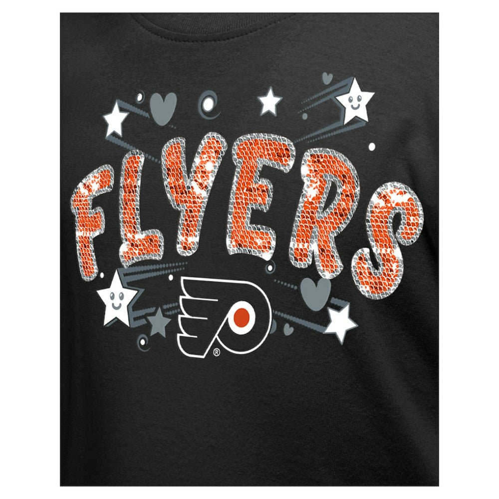 Philadelphia Flyers New Era Girl's Youth Flip Sequin T-Shirt Black