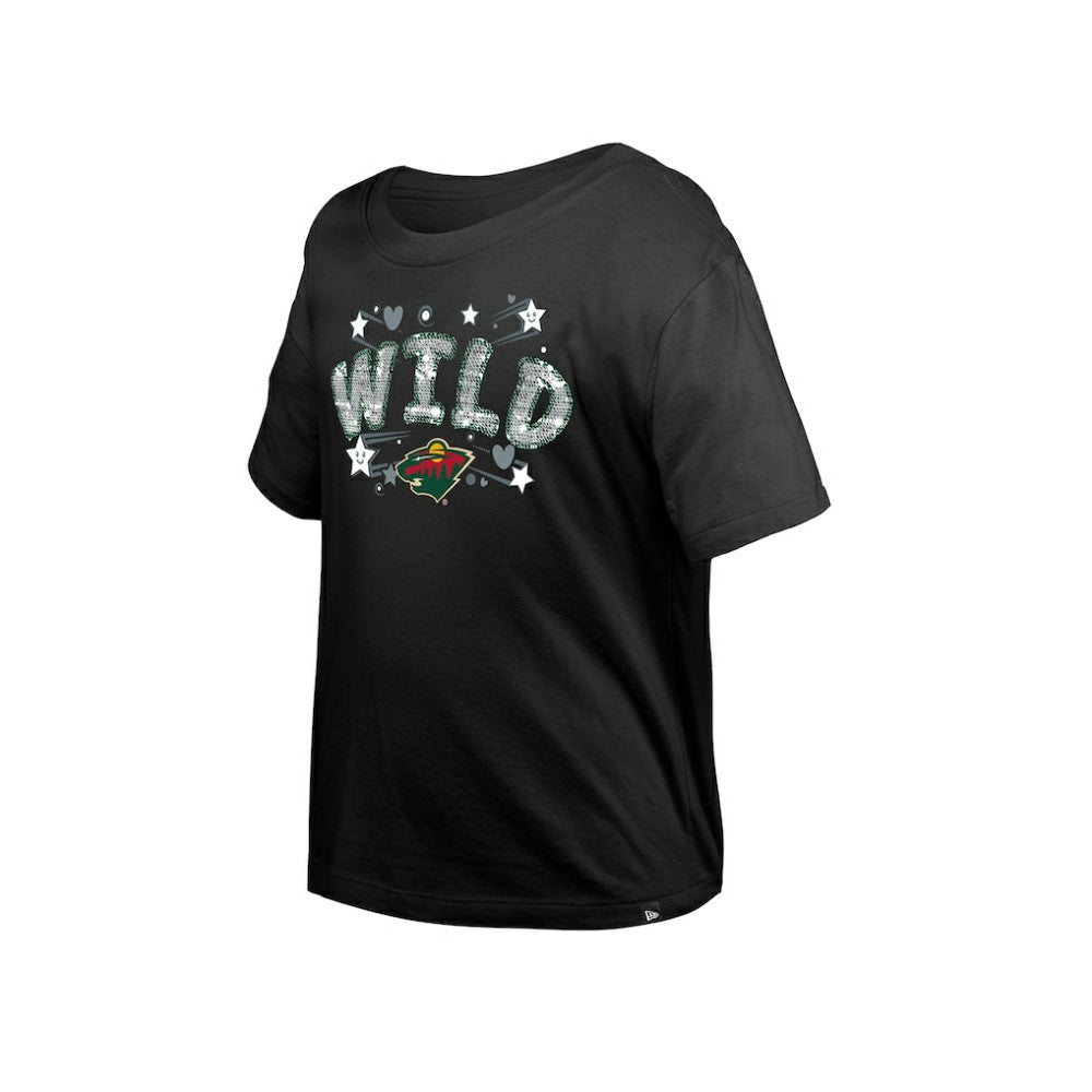 Minnesota Wild New Era Girl's Youth Flip Sequin T-Shirt Black