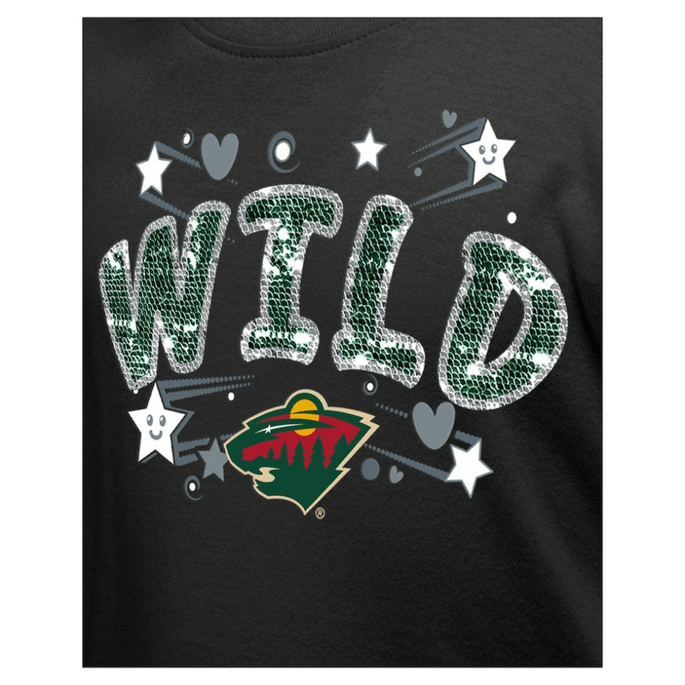 Minnesota Wild New Era Girl's Youth Flip Sequin T-Shirt Black