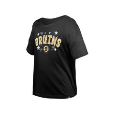 Boston Bruins New Era Girl's Youth Flip Sequin T-Shirt Black