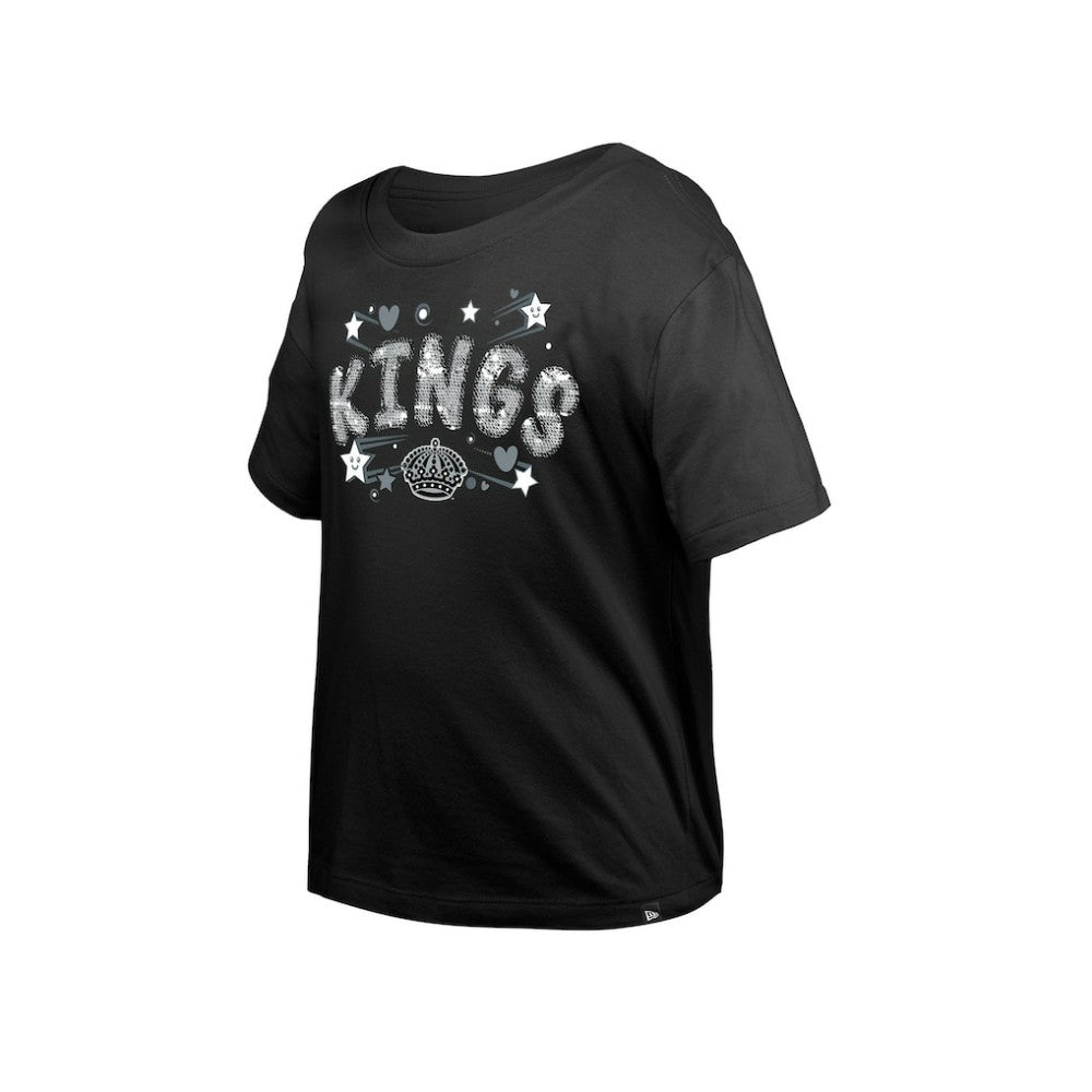 Los Angeles Kings New Era Girl's Youth Flip Sequin T-Shirt Black