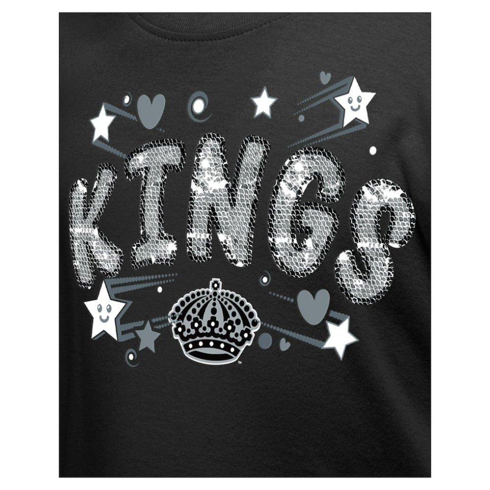 Los Angeles Kings New Era Girl's Youth Flip Sequin T-Shirt Black