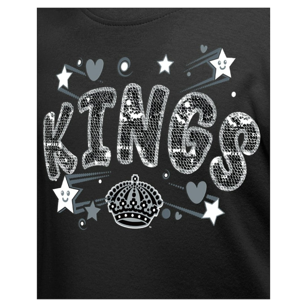 Los Angeles Kings New Era Girl's Youth Flip Sequin T-Shirt Black