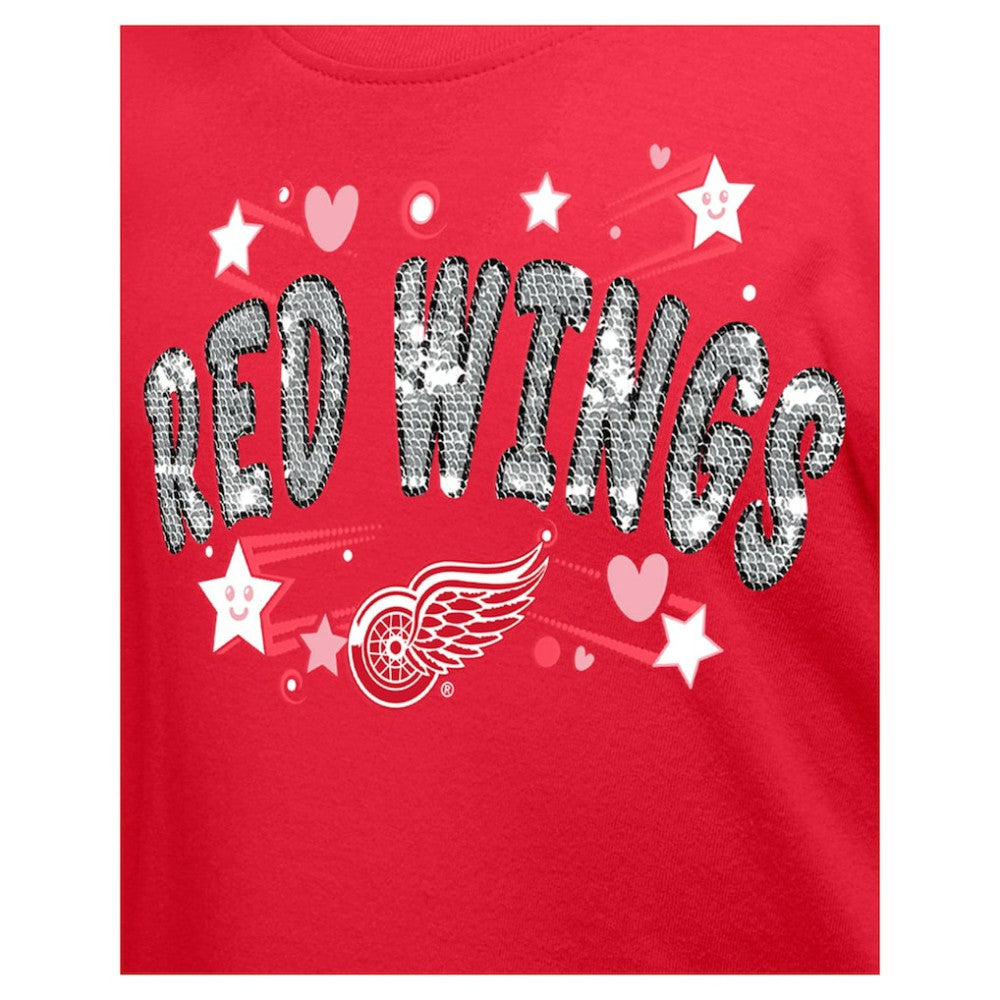 Detroit Red Wings New Era Girl's Youth Flip Sequin T-Shirt Red