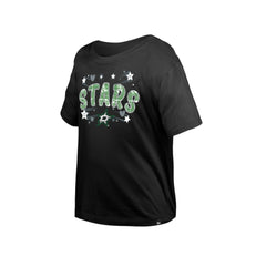 Dallas Stars New Era Girl's Youth Flip Sequin T-Shirt Black
