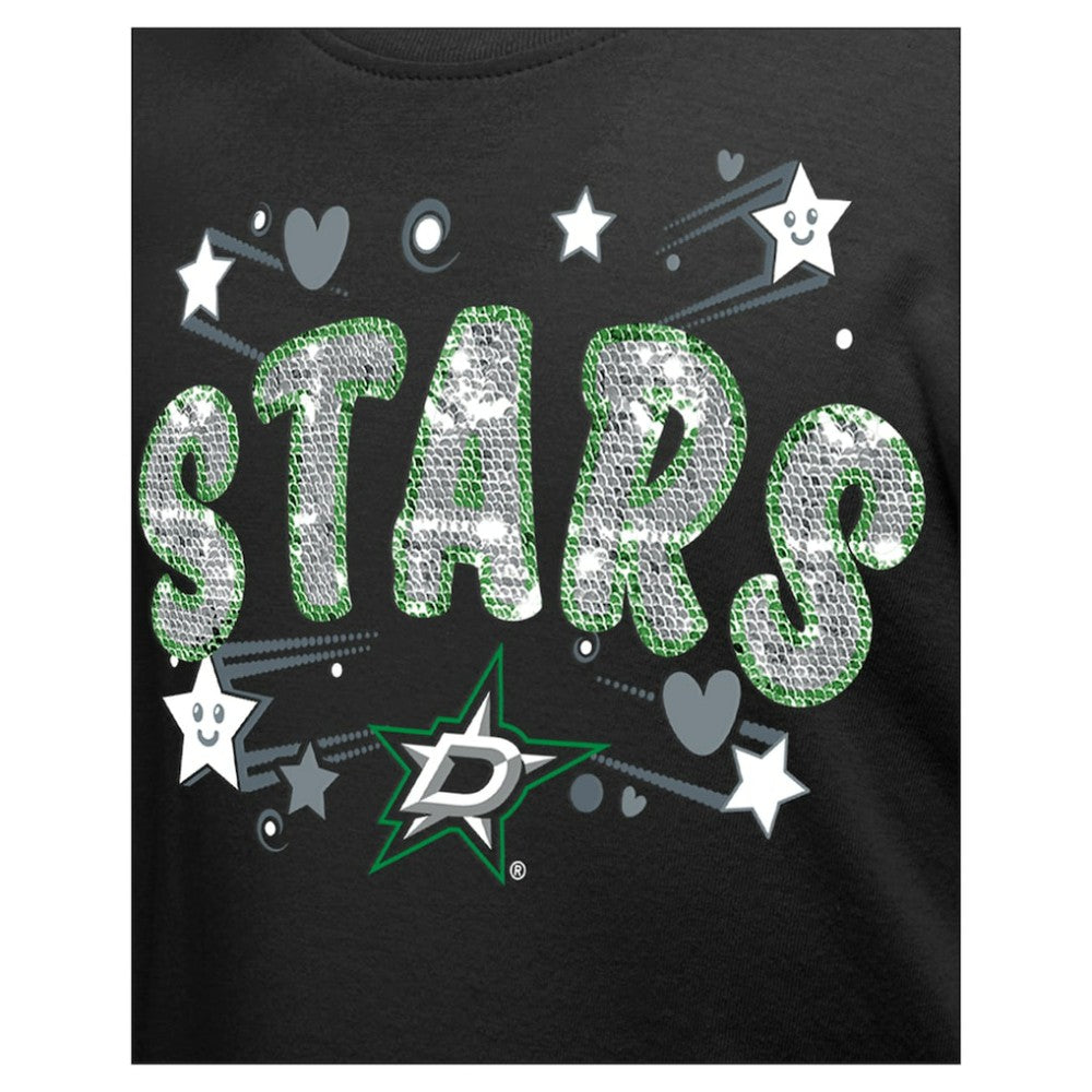 Dallas Stars New Era Girl's Youth Flip Sequin T-Shirt Black