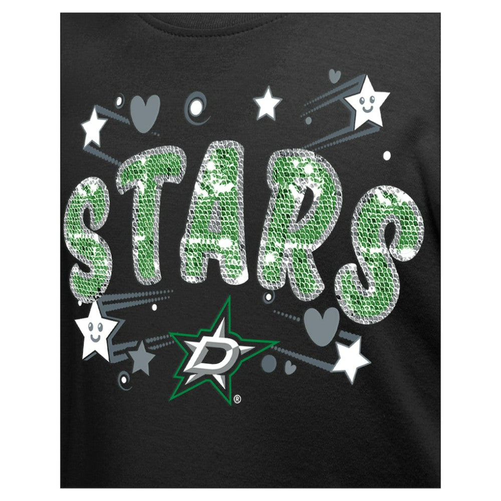 Dallas Stars New Era Girl's Youth Flip Sequin T-Shirt Black