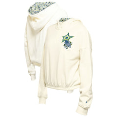 Dallas Stars New Era Women's Glam Game Quarter-Zip Cropped Floral Hoodie Pullover Cream