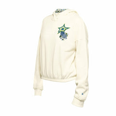 Dallas Stars New Era Women's Glam Game Quarter-Zip Cropped Floral Hoodie Pullover Cream