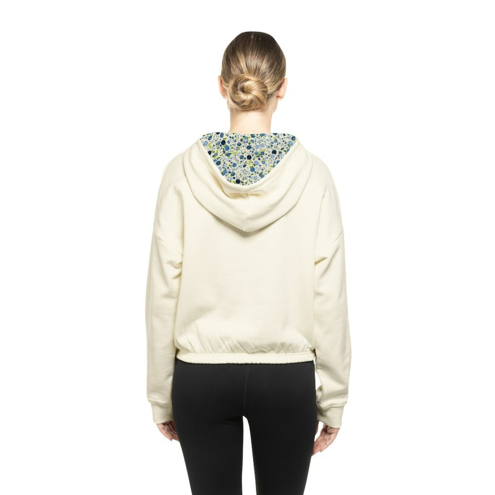 New York Rangers New Era Women's Glam Game Quarter-Zip Cropped Floral Hoodie Pullover Cream