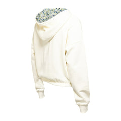 Carolina Hurricanes New Era Women's Glam Game Quarter-Zip Cropped Floral Hoodie Pullover Cream